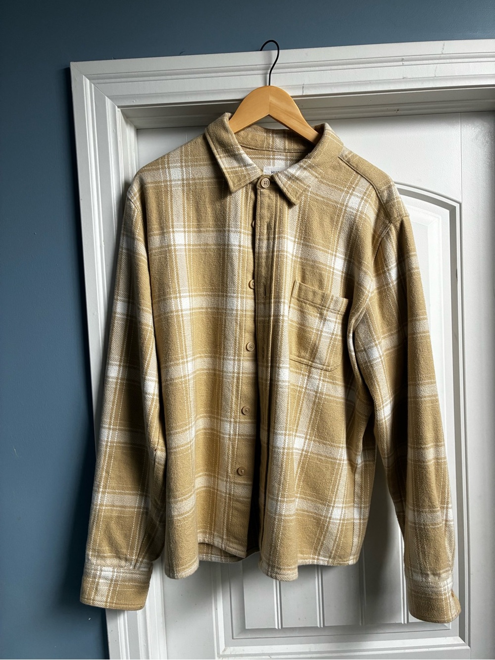 Hudson Jeans Tan & White Plaid Lightweight Shirt Jacket
